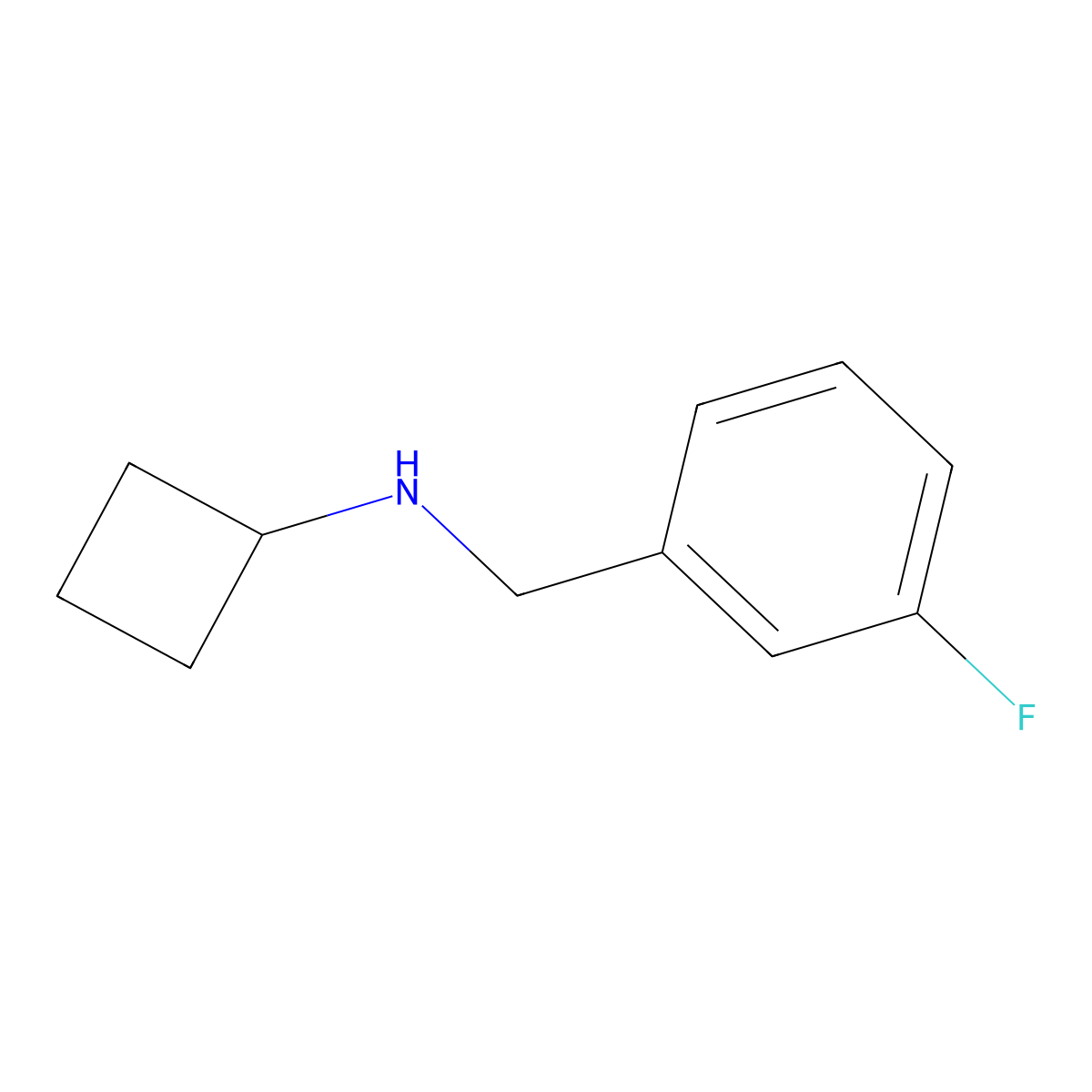 N-[(3-fluorophenyl)methyl]cyclobutanamine molecular structure, CAS 1250108-36-1