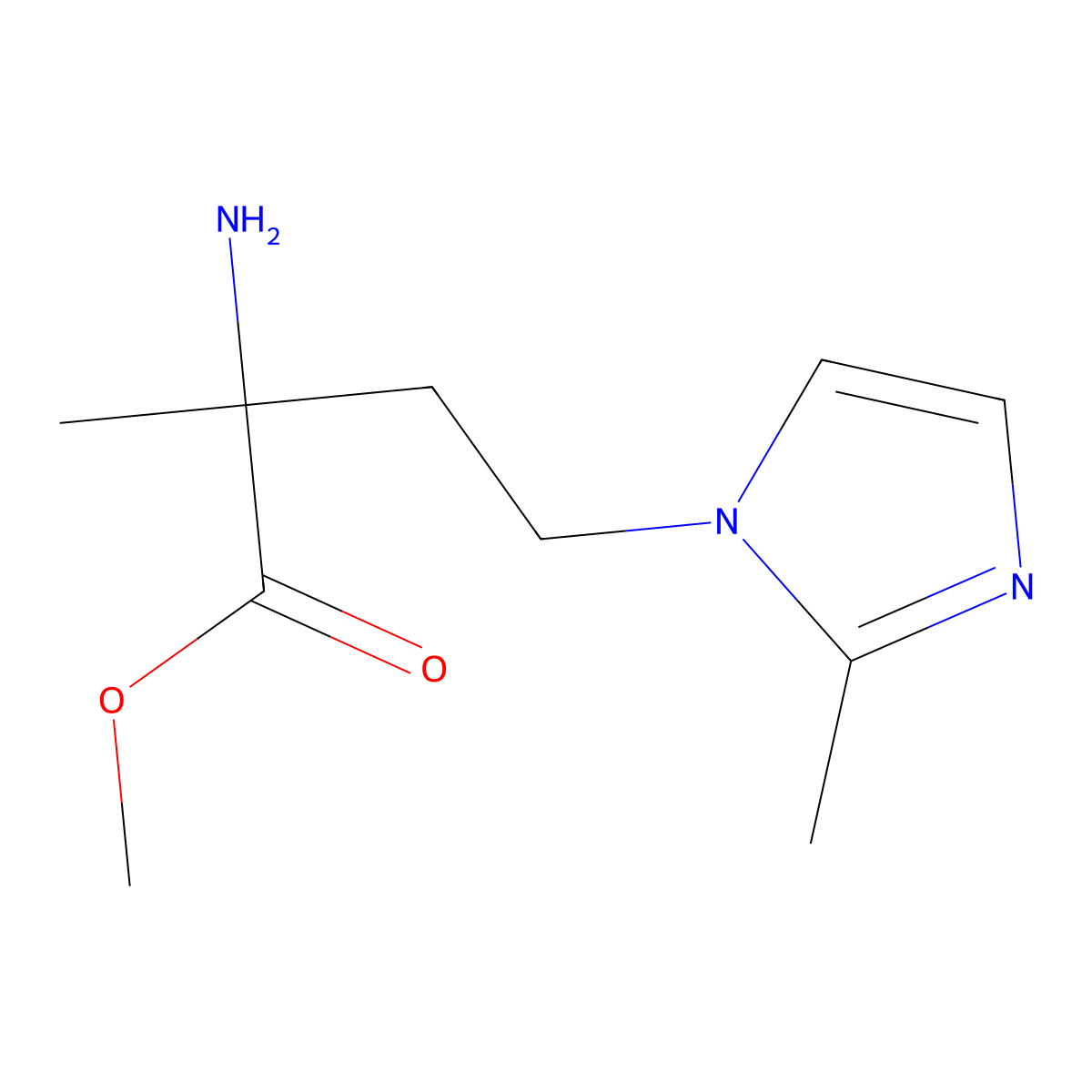 Methyl 2-amino-2-methyl-4-(2-methyl-1h-imidazol-1-yl)butanoate molecular structure, CAS 1250109-06-8