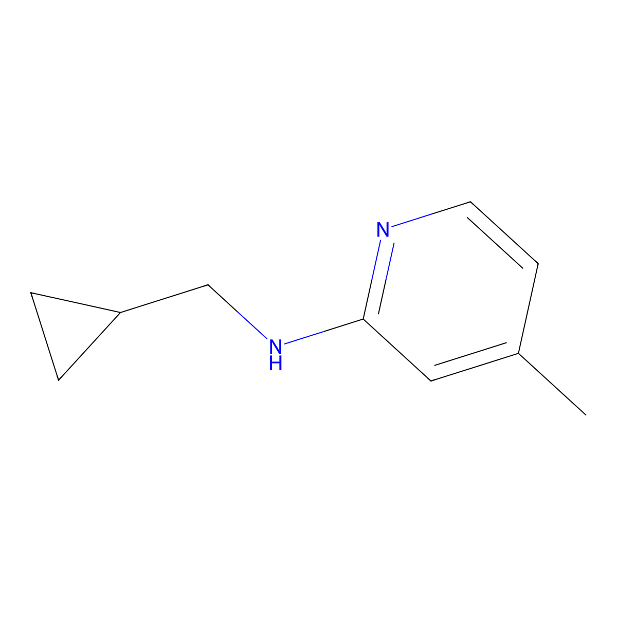 N-(cyclopropylmethyl)-4-methylpyridin-2-amine molecular structure, CAS 1250110-40-7