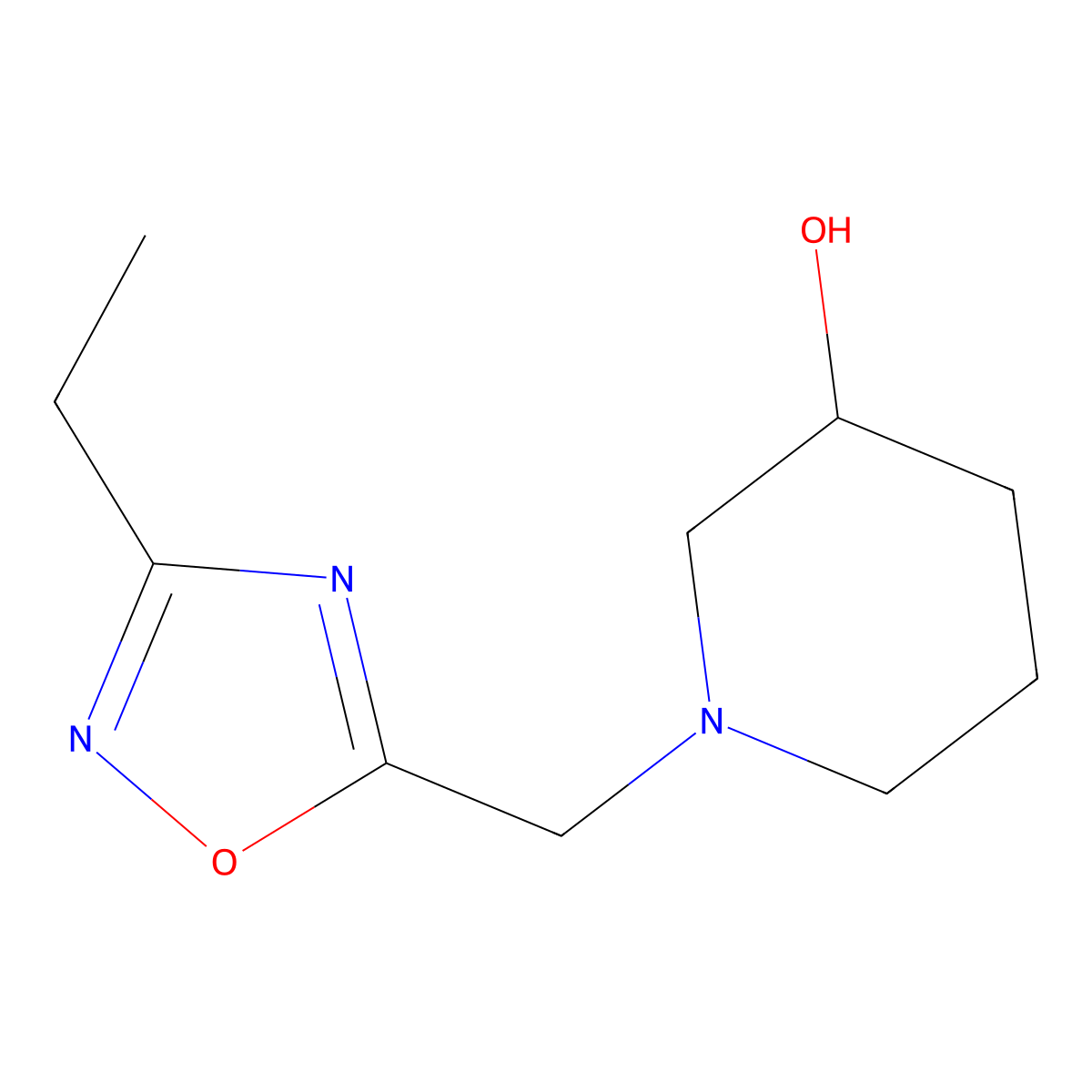 1-[(3-Ethyl-1,2,4-oxadiazol-5-yl)methyl]piperidin-3-ol molecular structure, CAS 1250111-68-2