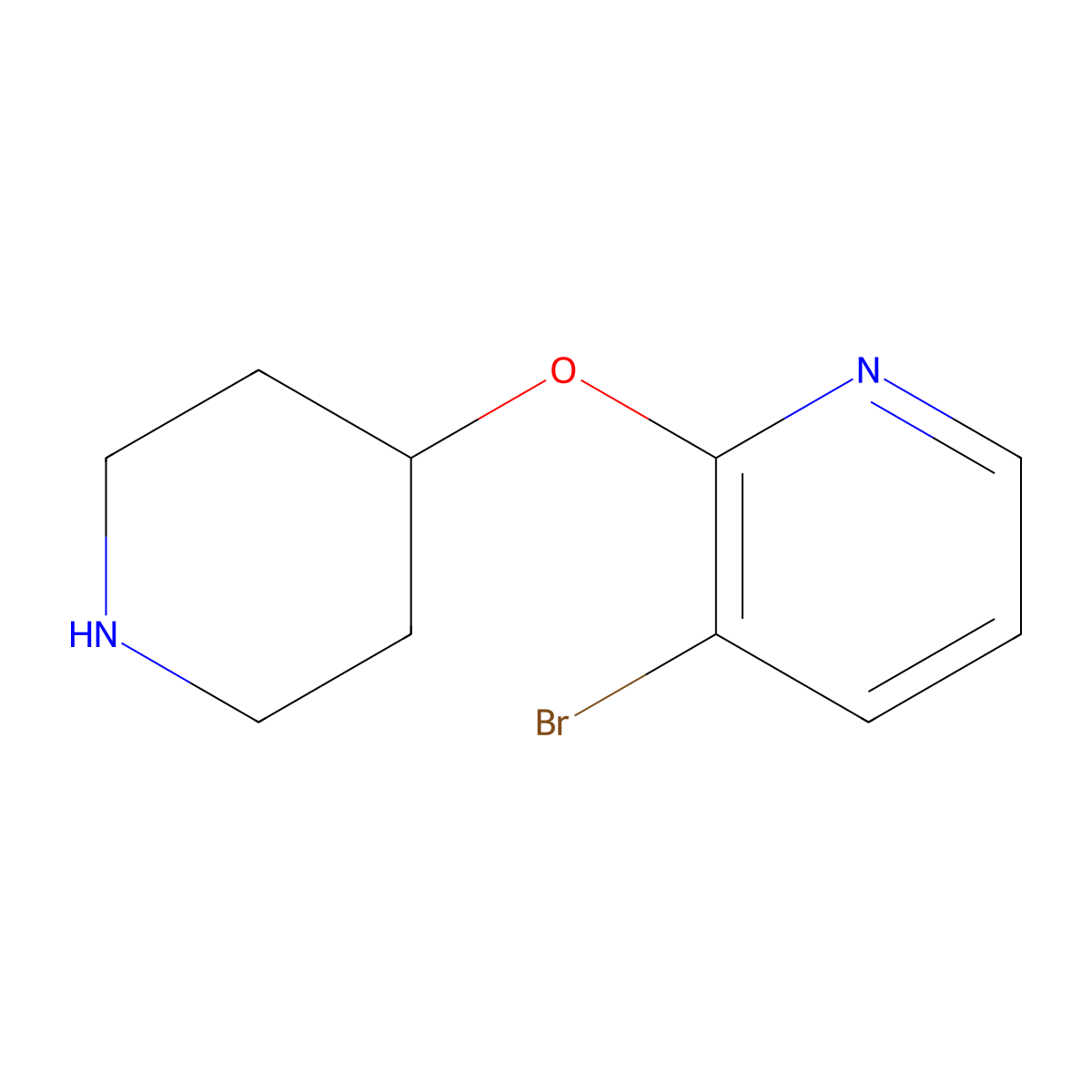 3-Bromo-2-(piperidin-4-yloxy)pyridine molecular structure, CAS 1250116-25-6
