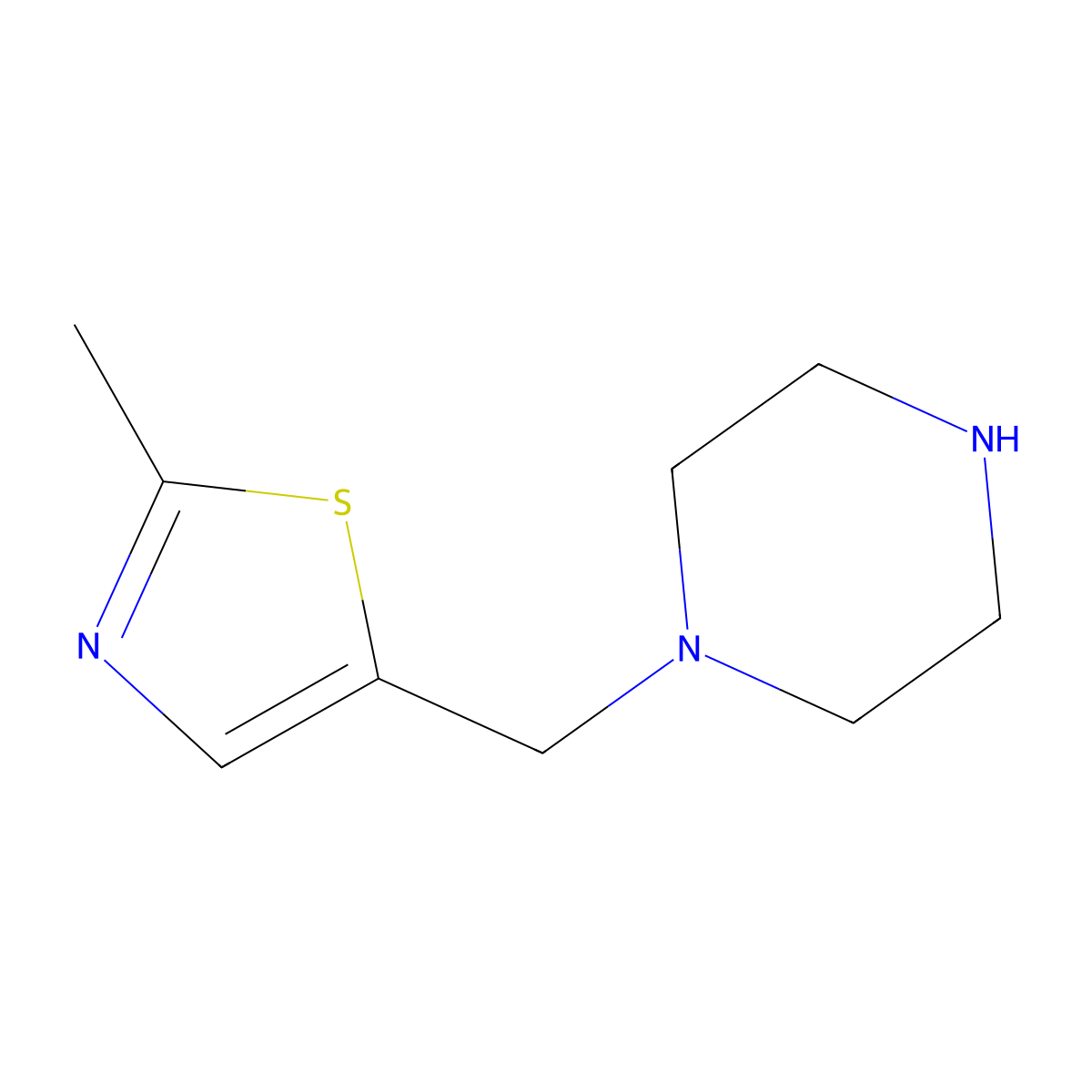 1-[(2-Methyl-1,3-thiazol-5-yl)methyl]piperazine molecular structure, CAS 1250118-20-7