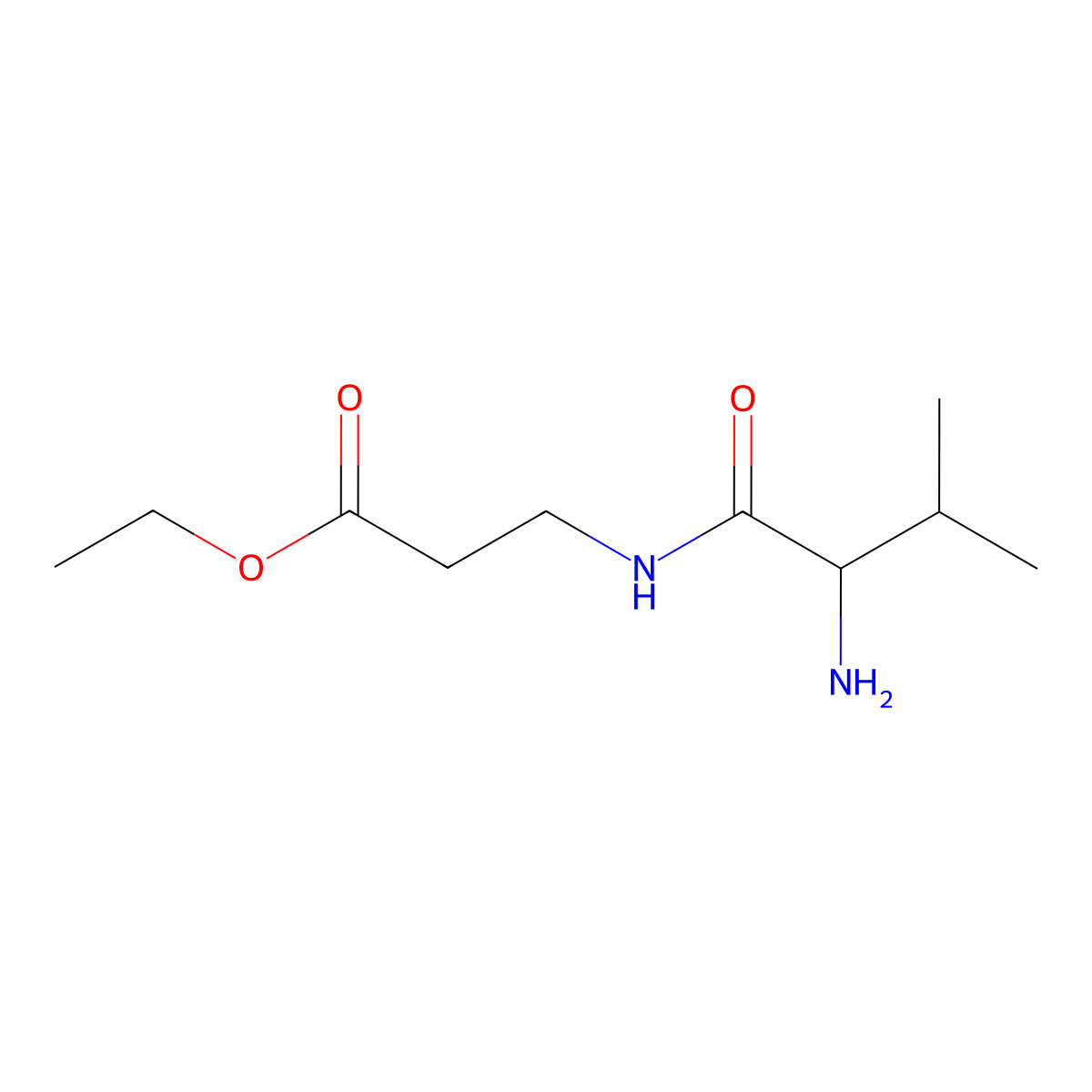 Ethyl 3-(2-amino-3-methylbutanamido)propanoate molecular structure, CAS 1250119-99-3