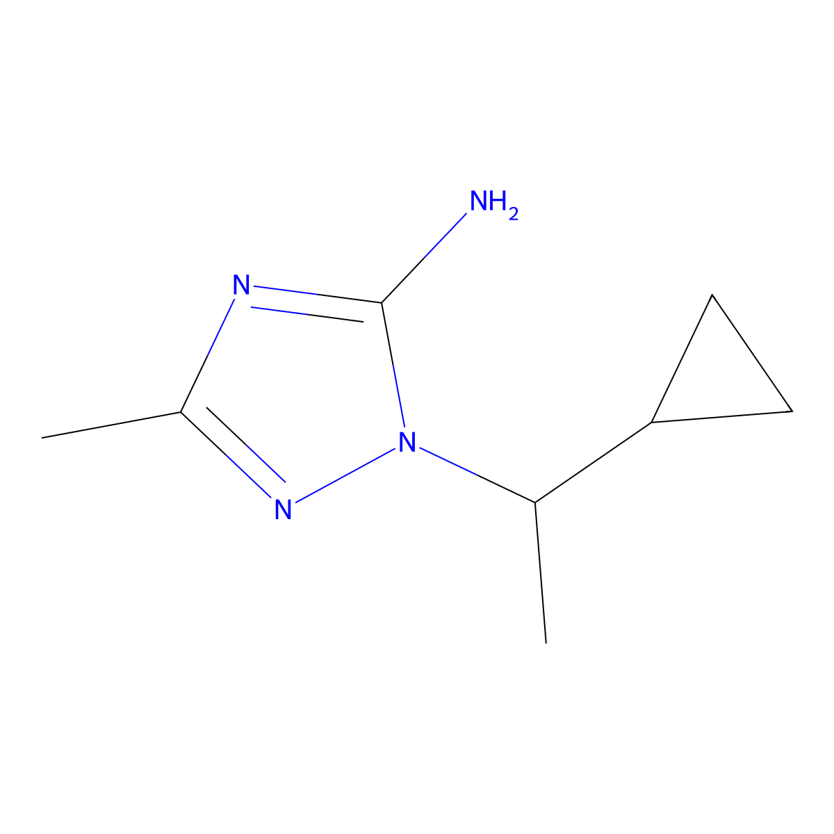 1-(1-cyclopropylethyl)-3-methyl-1H-1,2,4-triazol-5-amine molecular structure, CAS 1250120-17-2