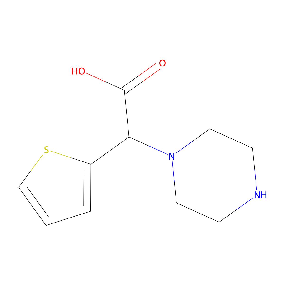 2-(Piperazin-1-yl)-2-(thiophen-2-yl)acetic acid molecular structure, CAS 1250120-59-2
