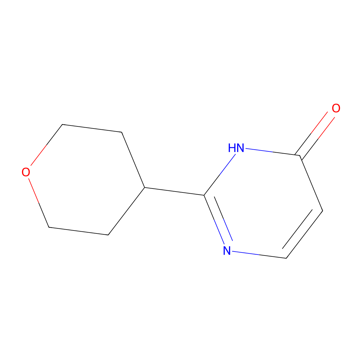 2-(Oxan-4-yl)-3,4-dihydropyrimidin-4-one molecular structure, CAS 1250122-56-5