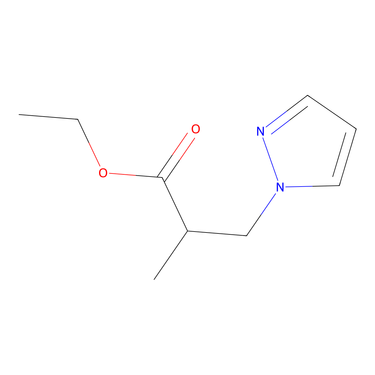 ethyl 2-methyl-3-(1H-pyrazol-1-yl)propanoate molecular structure, CAS 1250126-64-7