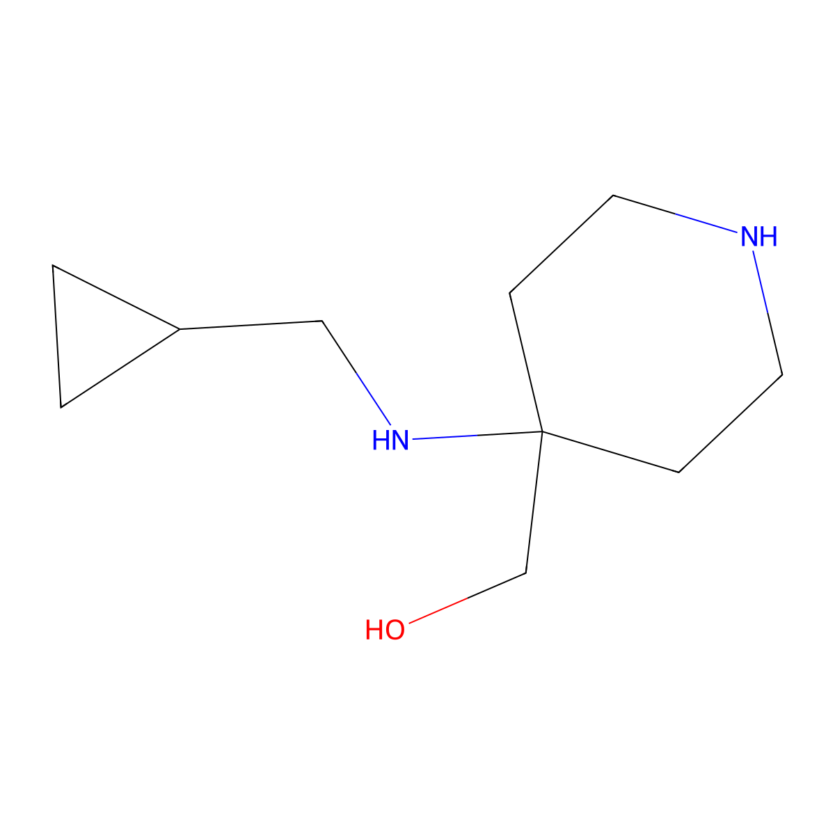 (4-((Cyclopropylmethyl)amino)piperidin-4-yl)methanol molecular structure, CAS 1250126-84-1