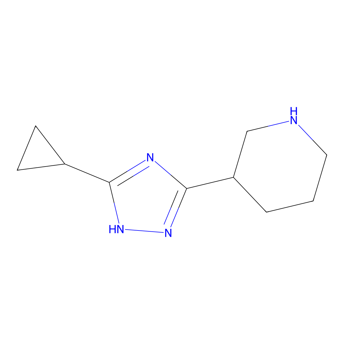 3-(5-cyclopropyl-1H-1,2,4-triazol-3-yl)piperidine molecular structure, CAS 1250129-98-6