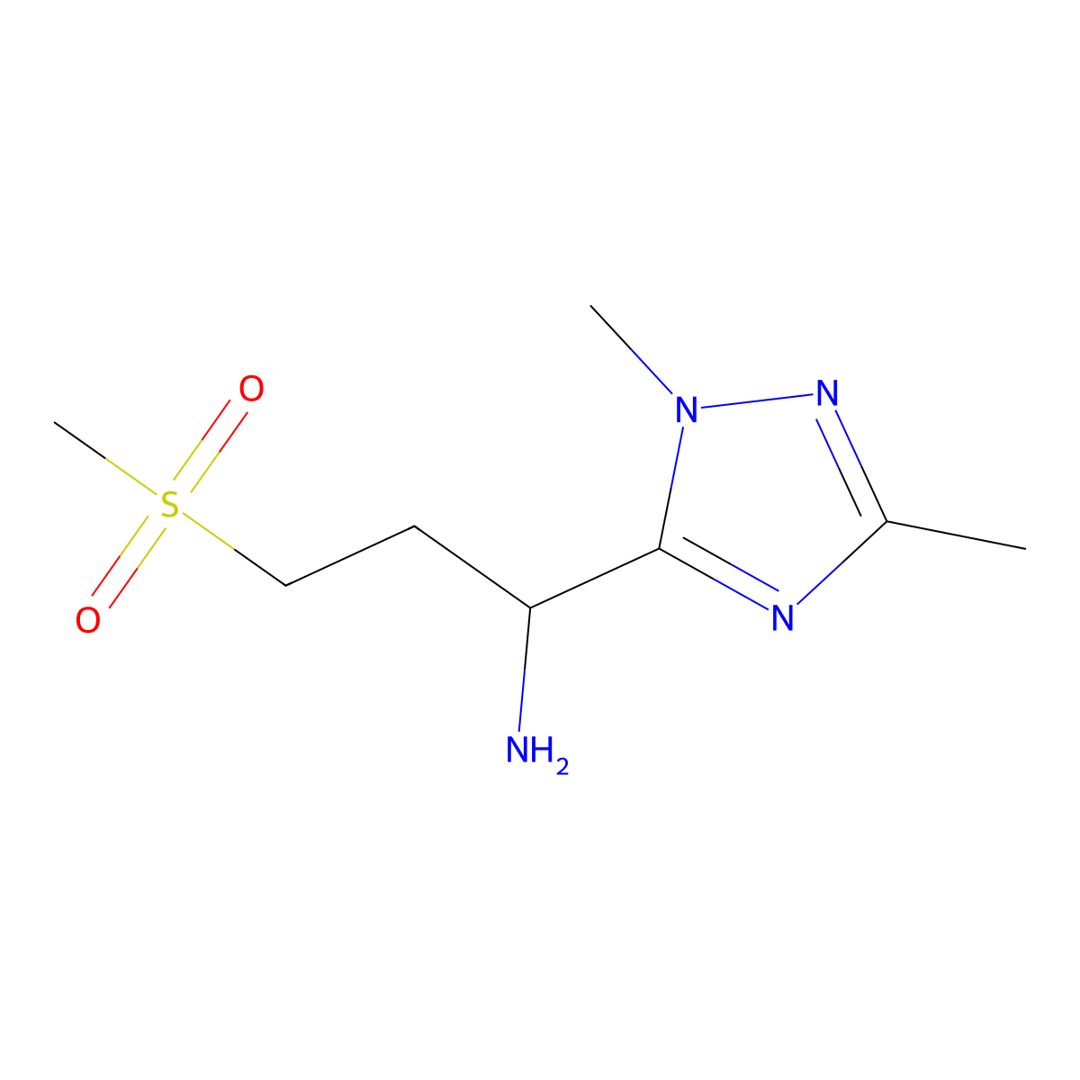 1-(1,3-Dimethyl-1h-1,2,4-triazol-5-yl)-3-(methylsulfonyl)propan-1-amine molecular structure, CAS 1250130-26-7