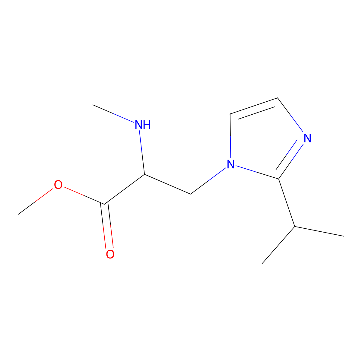 Methyl 3-(2-isopropyl-1h-imidazol-1-yl)-2-(methylamino)propanoate molecular structure, CAS 1250131-07-7