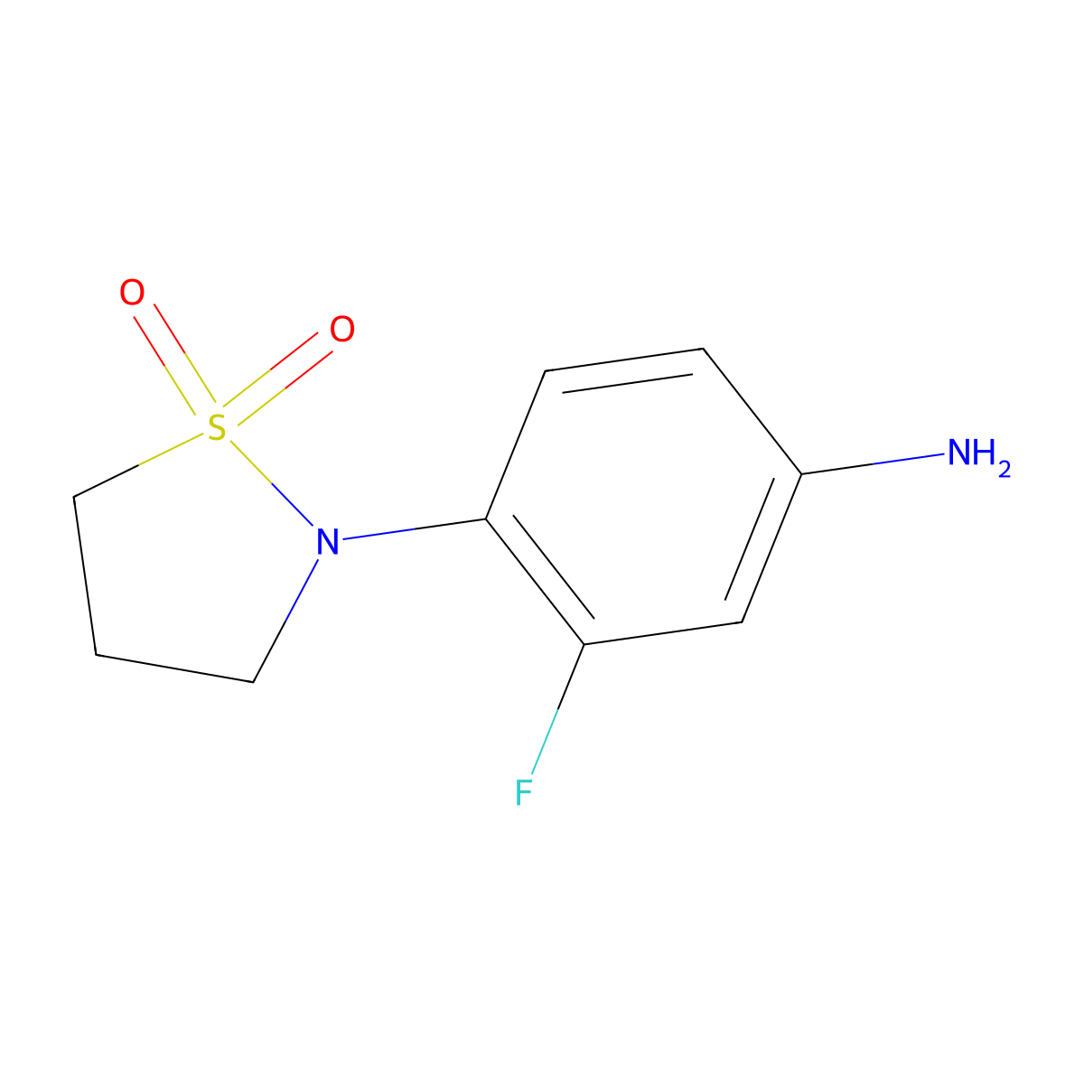 2-(4-Amino-2-fluorophenyl)-1lambda6,2-thiazolidine-1,1-dione molecular structure, CAS 1250131-24-8