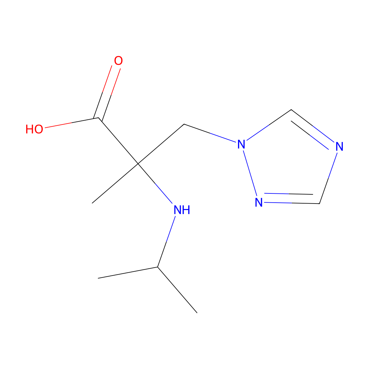 2-(Isopropylamino)-2-methyl-3-(1h-1,2,4-triazol-1-yl)propanoic acid molecular structure, CAS 1250136-06-1