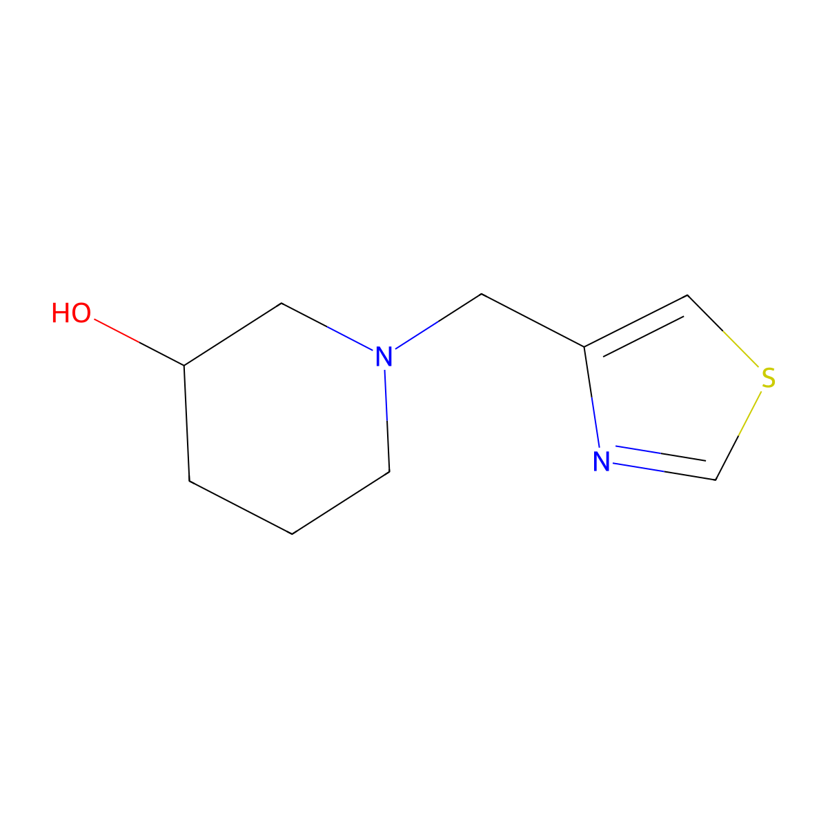 1-(Thiazol-4-ylmethyl)piperidin-3-ol molecular structure, CAS 1250137-42-8