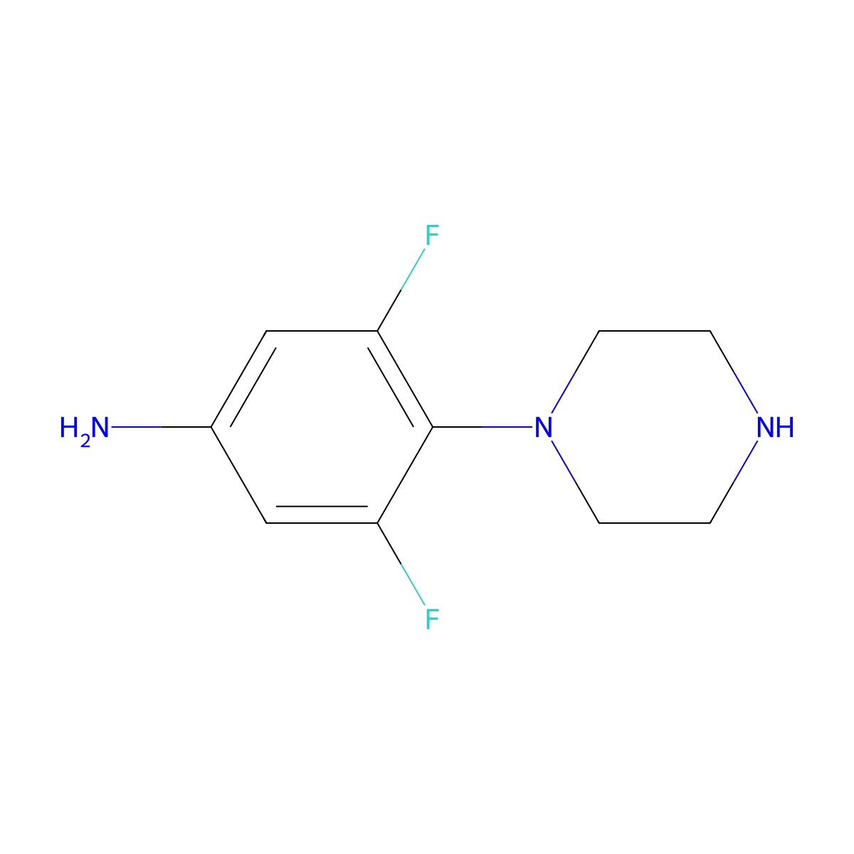 3,5-Difluoro-4-(piperazin-1-yl)aniline molecular structure, CAS 1250140-44-3