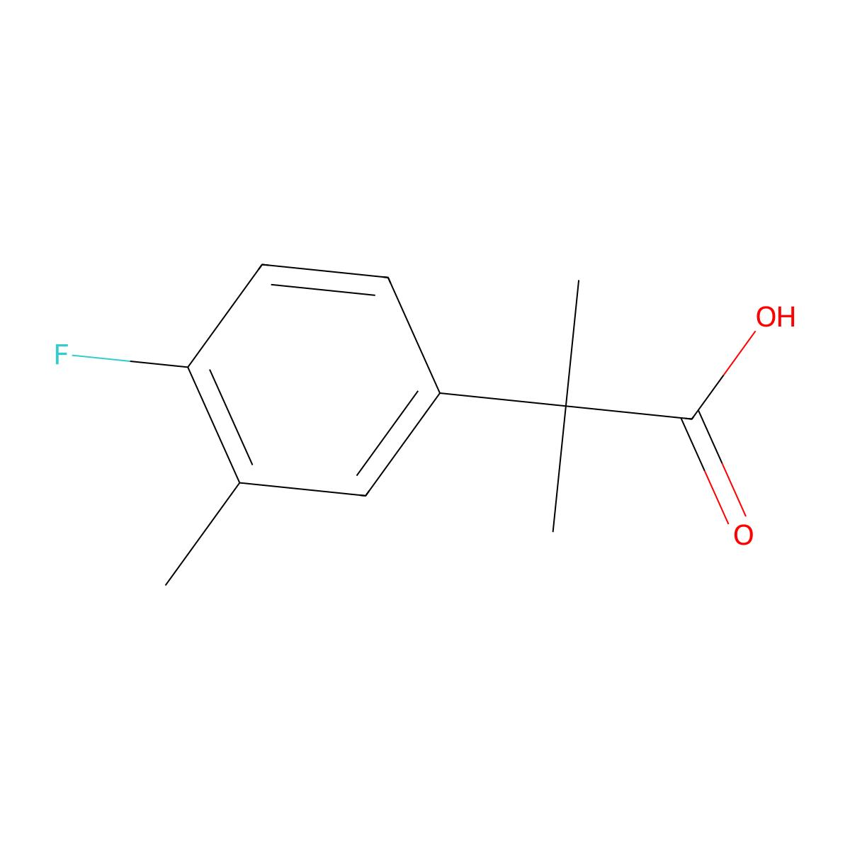 2-(4-Fluoro-3-methylphenyl)-2-methylpropanoic acid molecular structure, CAS 1250140-56-7