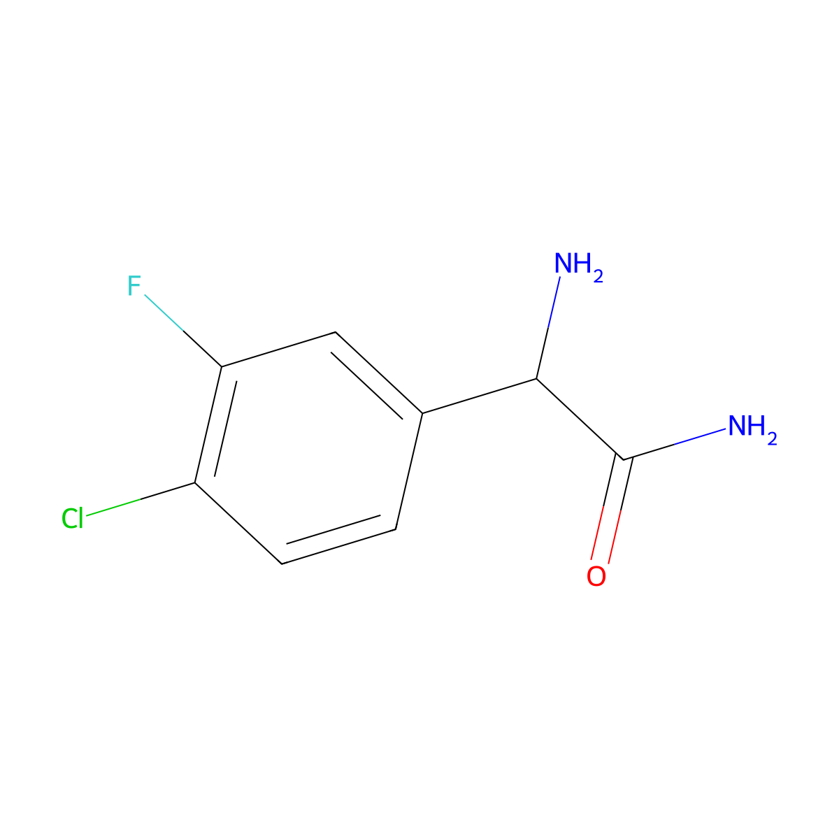 2-Amino-2-(4-chloro-3-fluoro-phenyl)-acetamide molecular structure, CAS 1250142-75-6