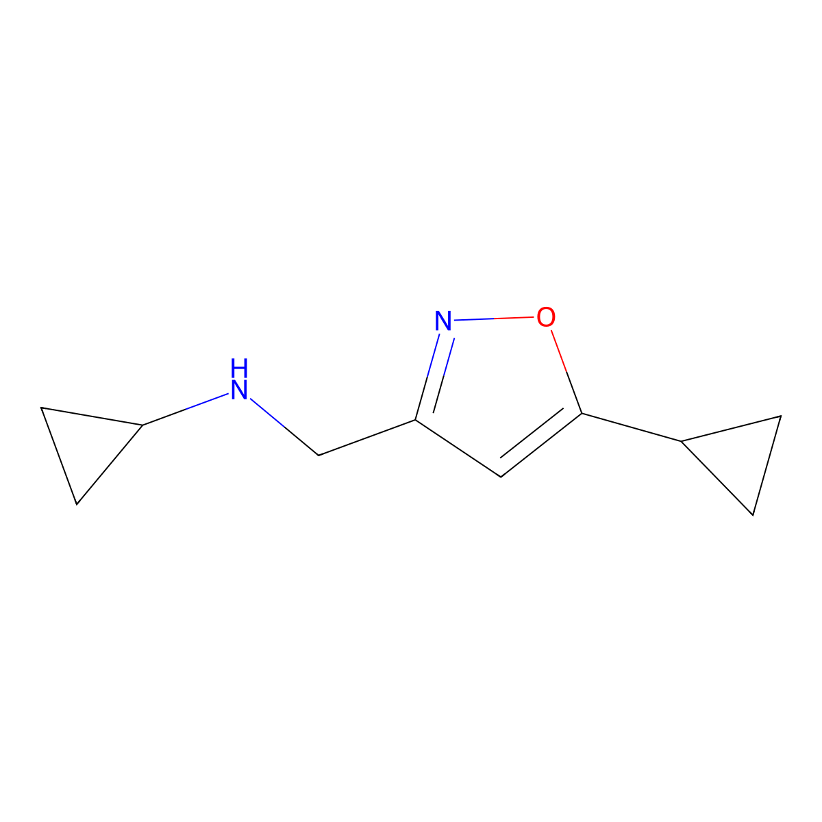N-[(5-cyclopropyl-1,2-oxazol-3-yl)methyl]cyclopropanamine molecular structure, CAS 1250142-96-1