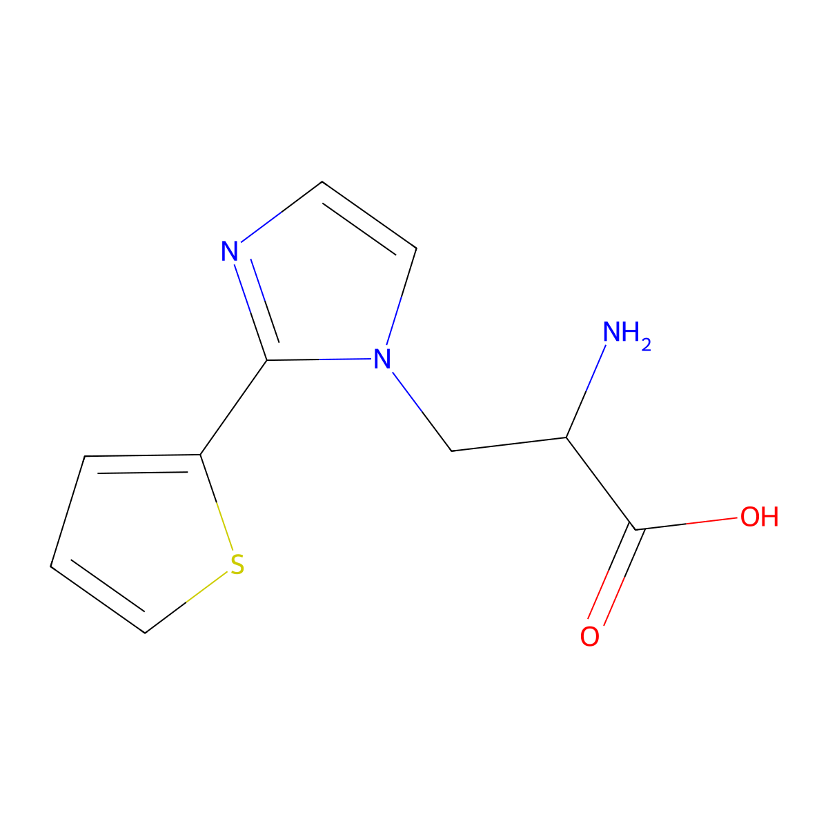 2-Amino-3-(2-(thiophen-2-yl)-1h-imidazol-1-yl)propanoic acid molecular structure, CAS 1250143-22-6