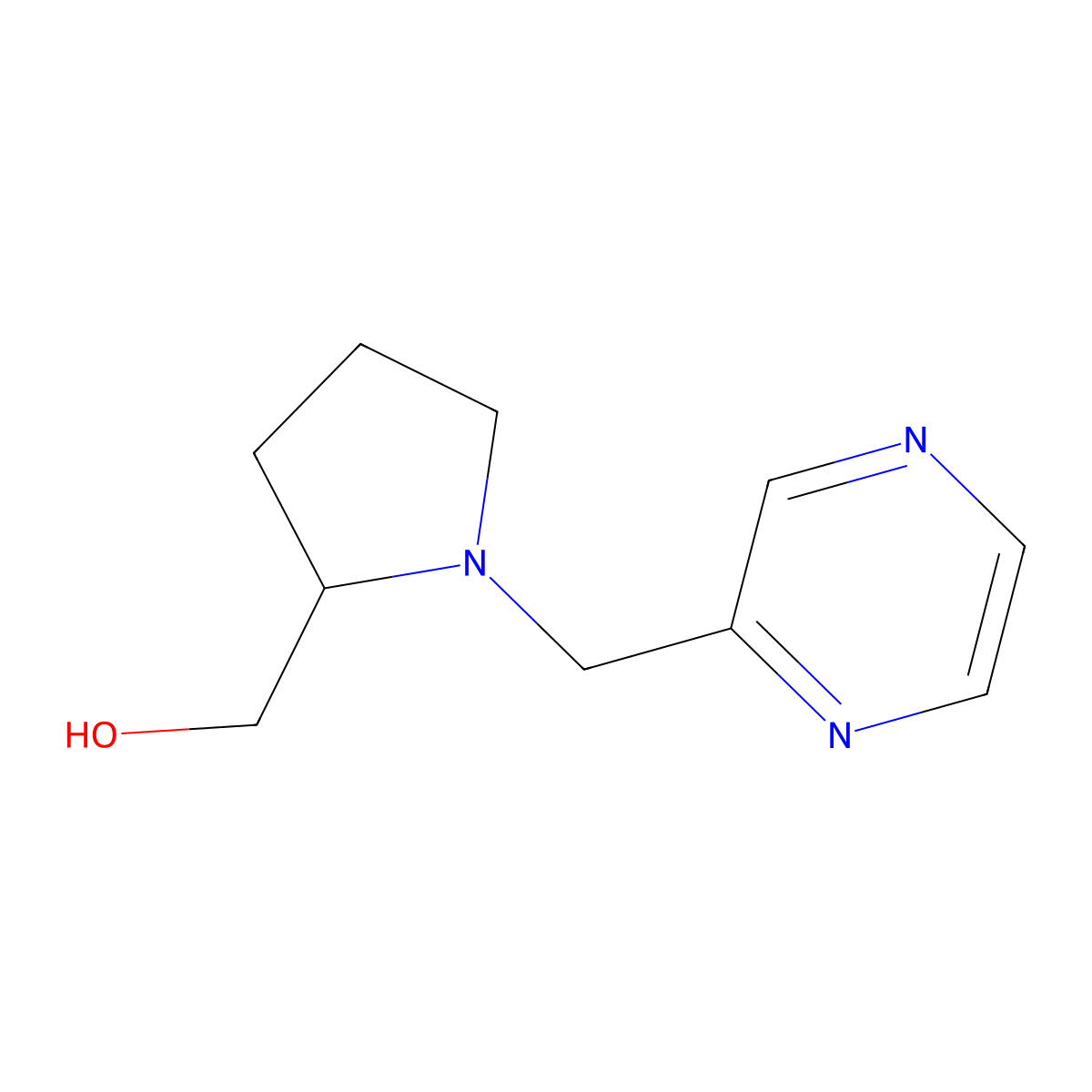 (1-(Pyrazin-2-ylmethyl)pyrrolidin-2-yl)methanol molecular structure, CAS 1250143-64-6