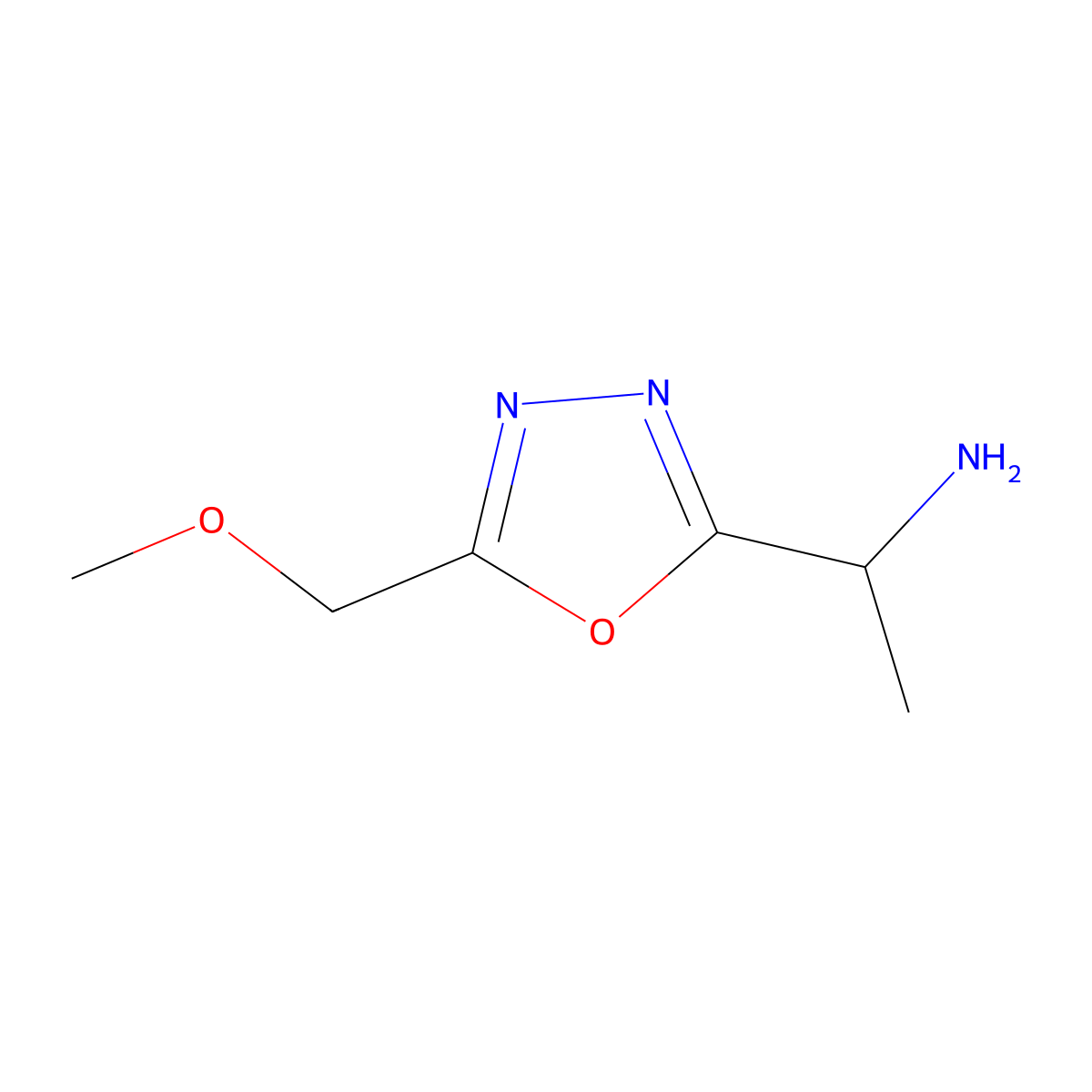 1-[5-(Methoxymethyl)-1,3,4-oxadiazol-2-yl]ethanamine molecular structure, CAS 1250144-81-0