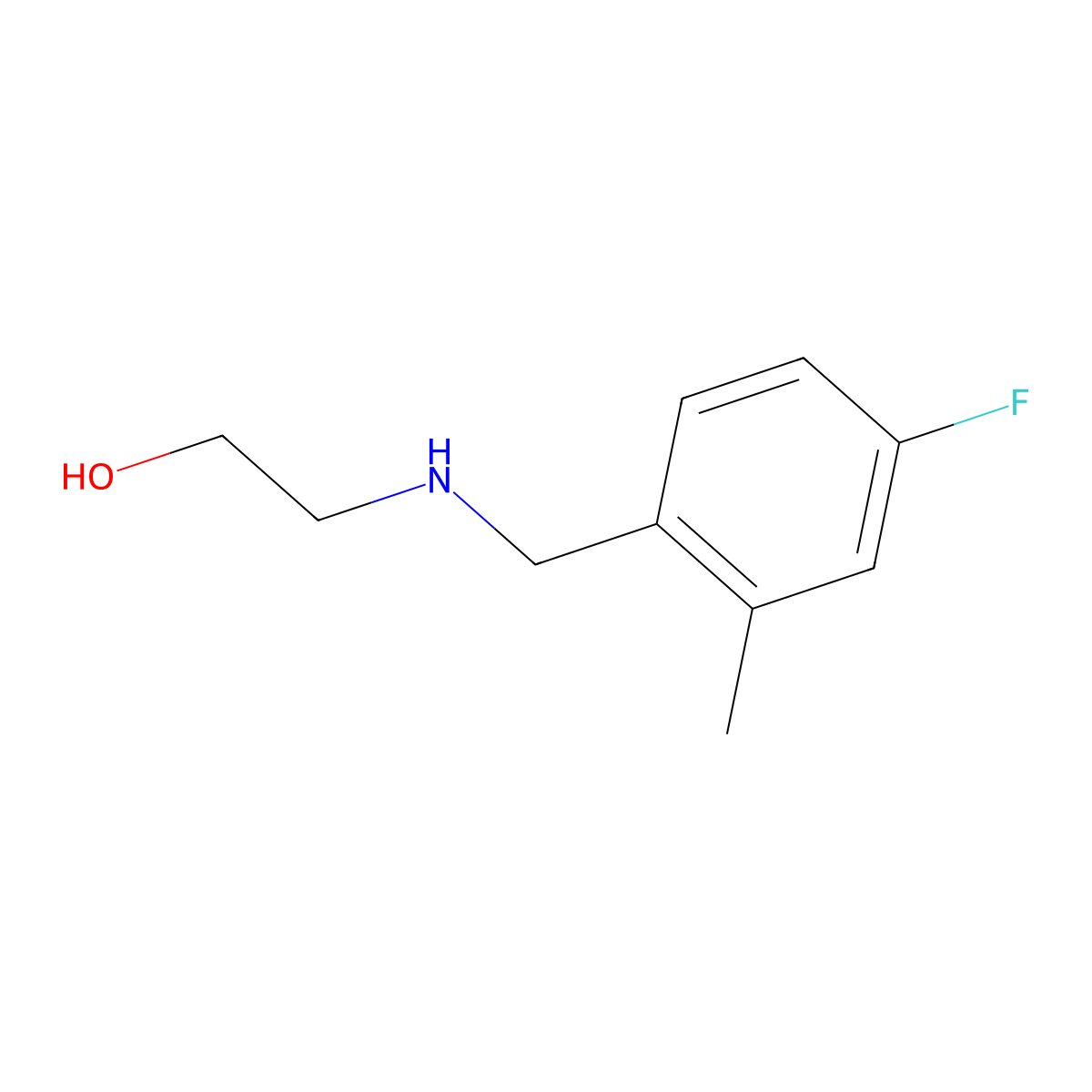 2-{[(4-Fluoro-2-methylphenyl)methyl]amino}ethan-1-ol molecular structure, CAS 1250145-85-7