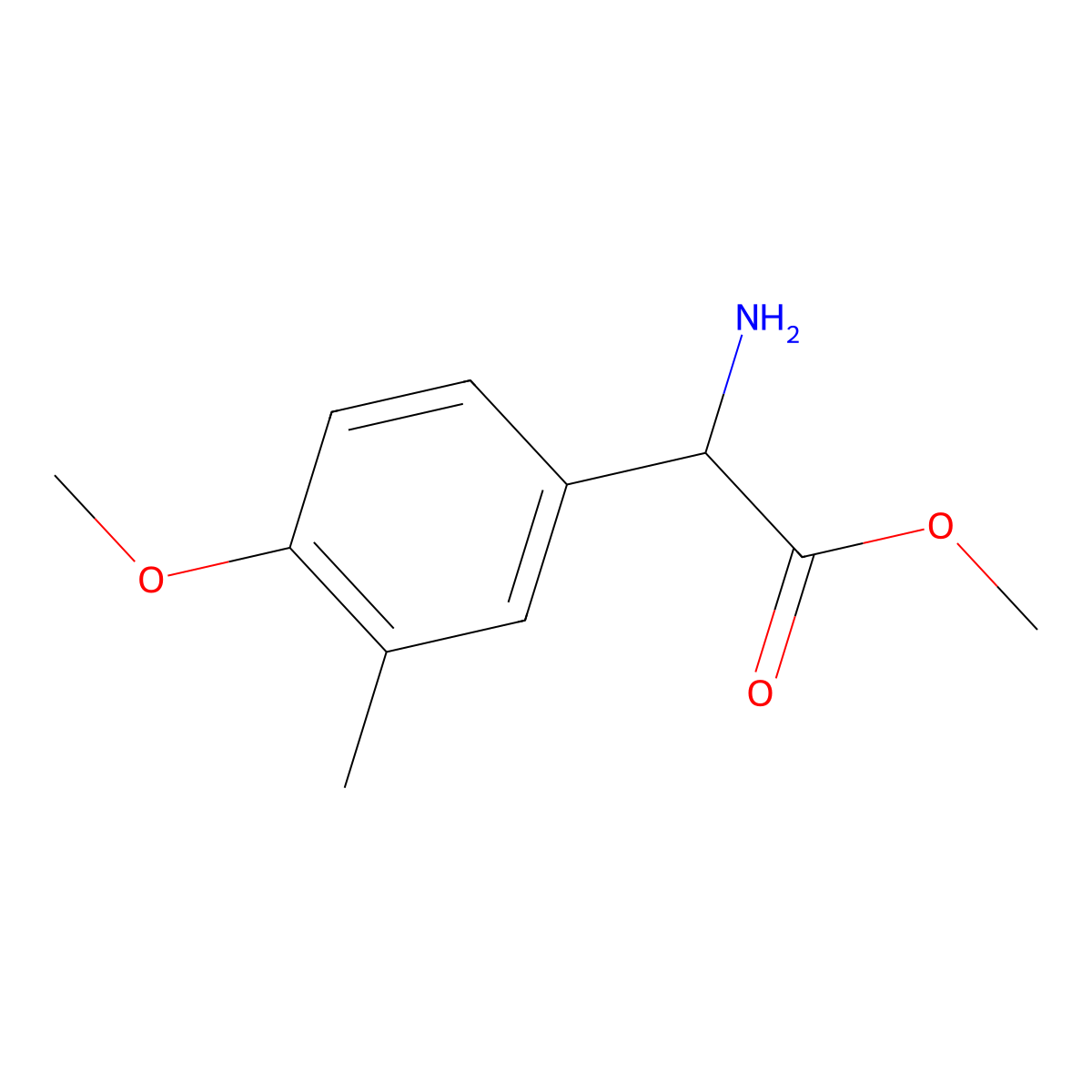 Methyl 2-amino-2-(4-methoxy-3-methylphenyl)acetate molecular structure, CAS 1250147-41-1