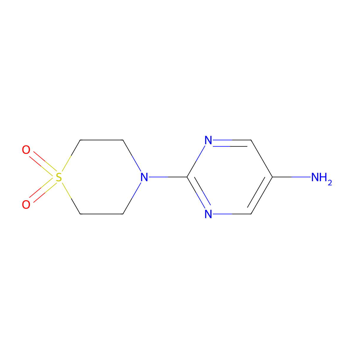 4-(5-Aminopyrimidin-2-yl)-1lambda6-thiomorpholine-1,1-dione molecular structure, CAS 1250147-55-7