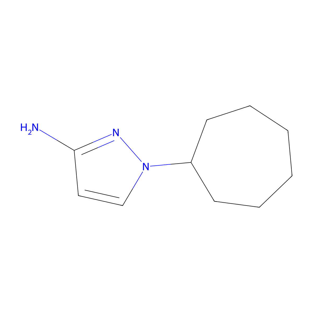 1-Cycloheptyl-1H-pyrazol-3-amine molecular structure, CAS 1250149-93-9