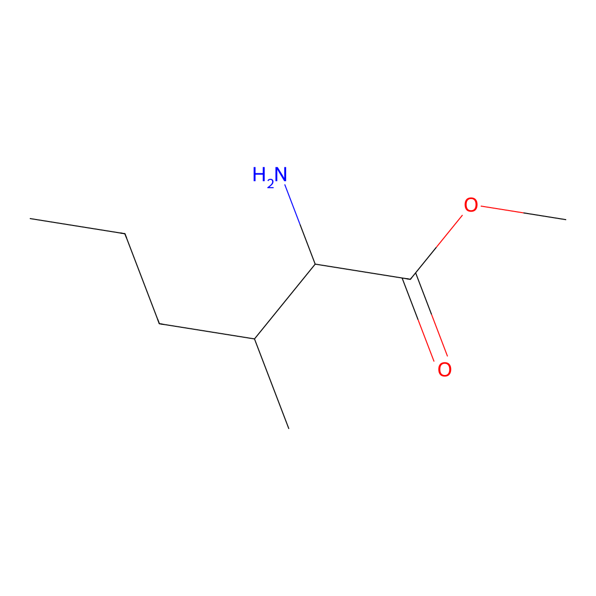 Methyl 2-amino-3-methylhexanoate molecular structure, CAS 1250150-66-3