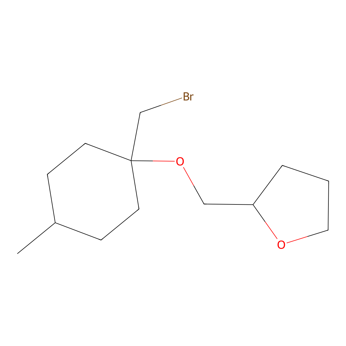 2-({[1-(Bromomethyl)-4-methylcyclohexyl]oxy}methyl)oxolane molecular structure, CAS 1250153-76-4