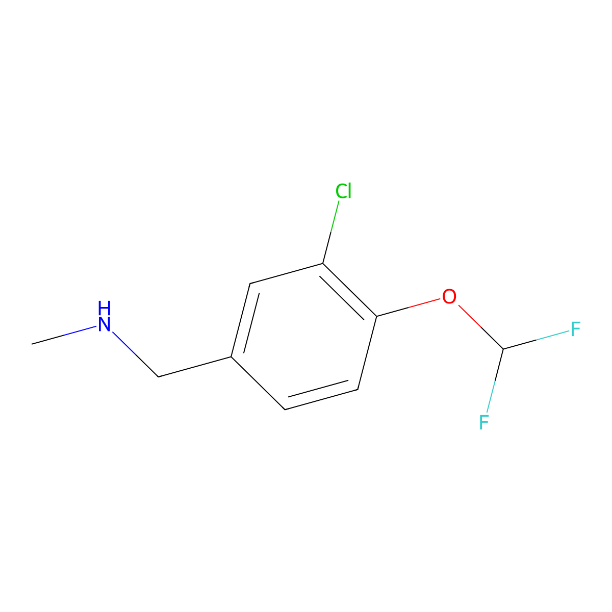 1-(3-Chloro-4-(difluoromethoxy)phenyl)-N-methylmethanamine molecular structure, CAS 1250155-09-9
