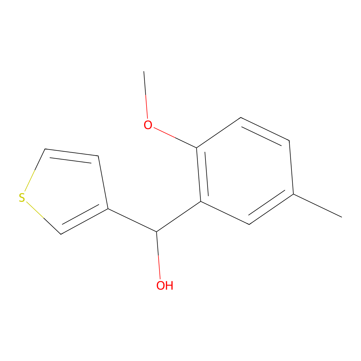 2-Methoxy-5-methylphenyl-(3-thienyl)methanol molecular structure, CAS 1250157-26-6