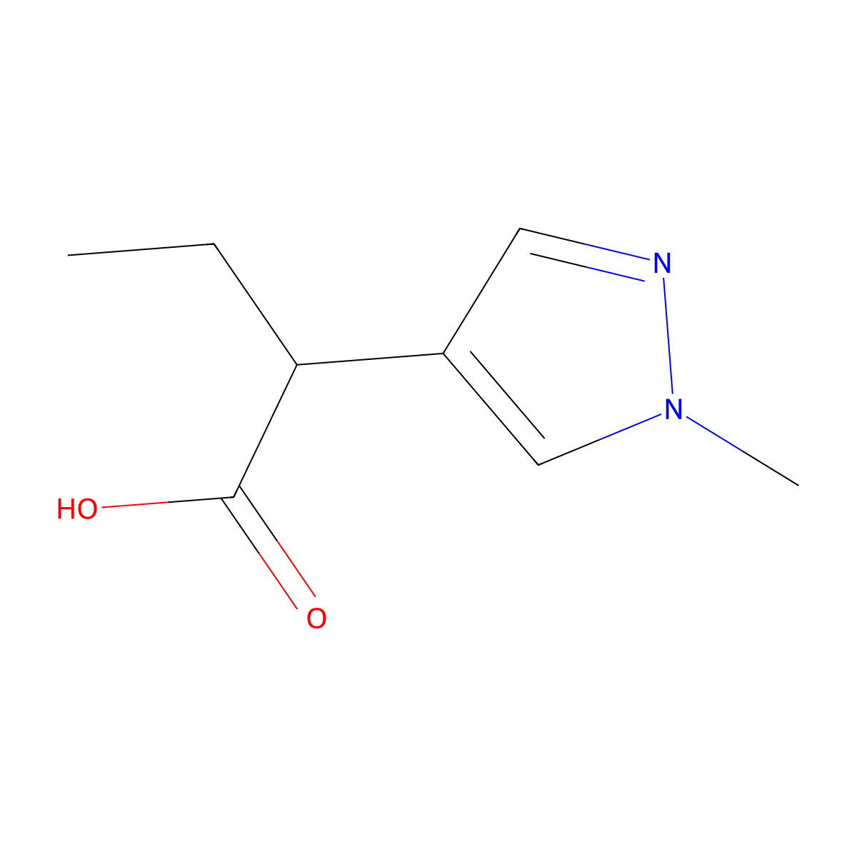 2-(1-methyl-1H-pyrazol-4-yl)butanoic acid molecular structure, CAS 1250158-33-8