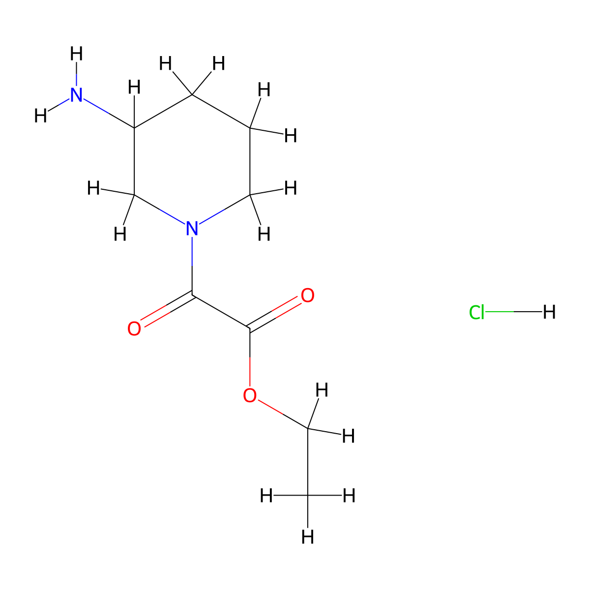Ethyl (3-aminopiperidin-1-yl)(oxo)acetate hydrochloride molecular structure, CAS 1250158-67-8