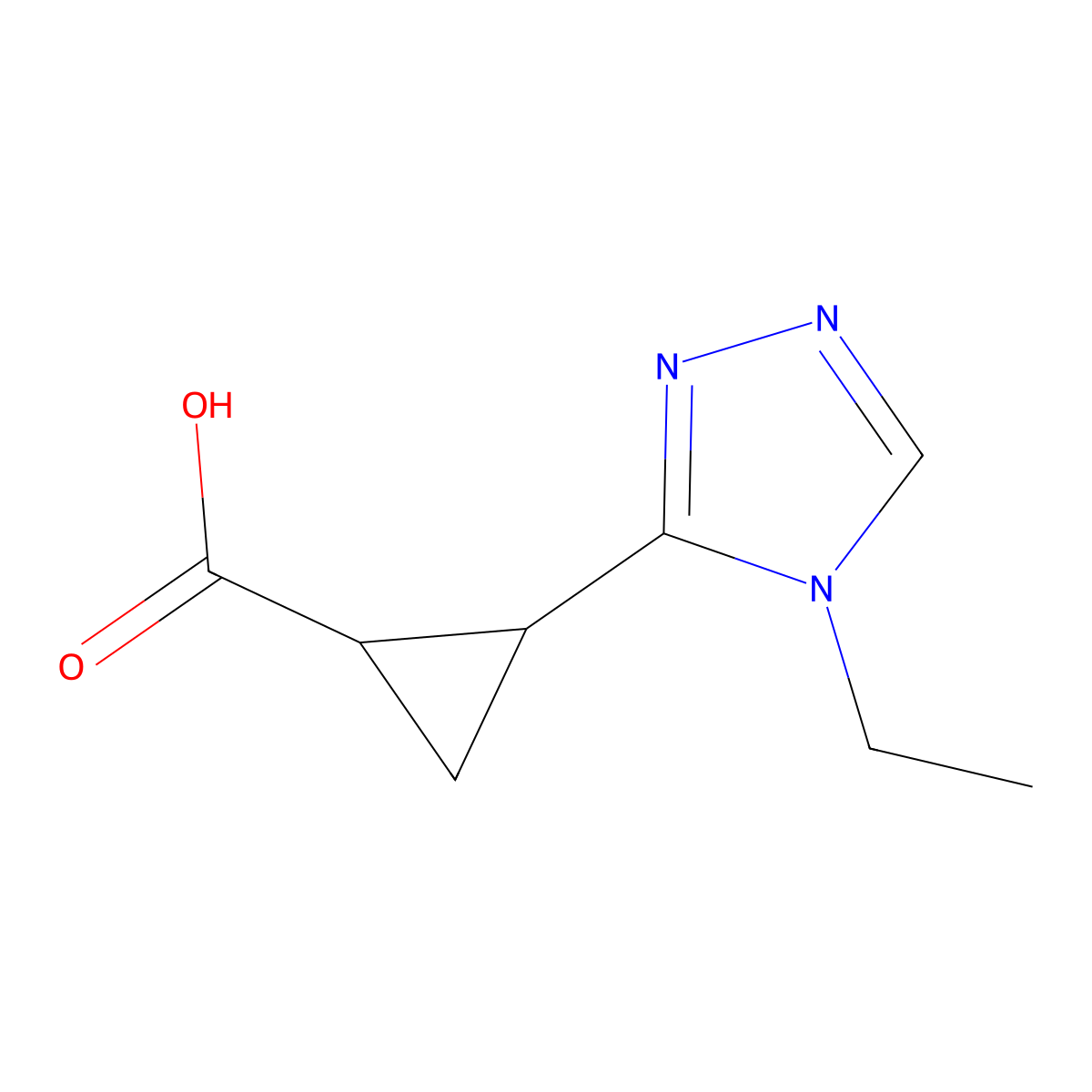 2-(4-ethyl-4H-1,2,4-triazol-3-yl)cyclopropane-1-carboxylic acid molecular structure, CAS 1250162-36-7
