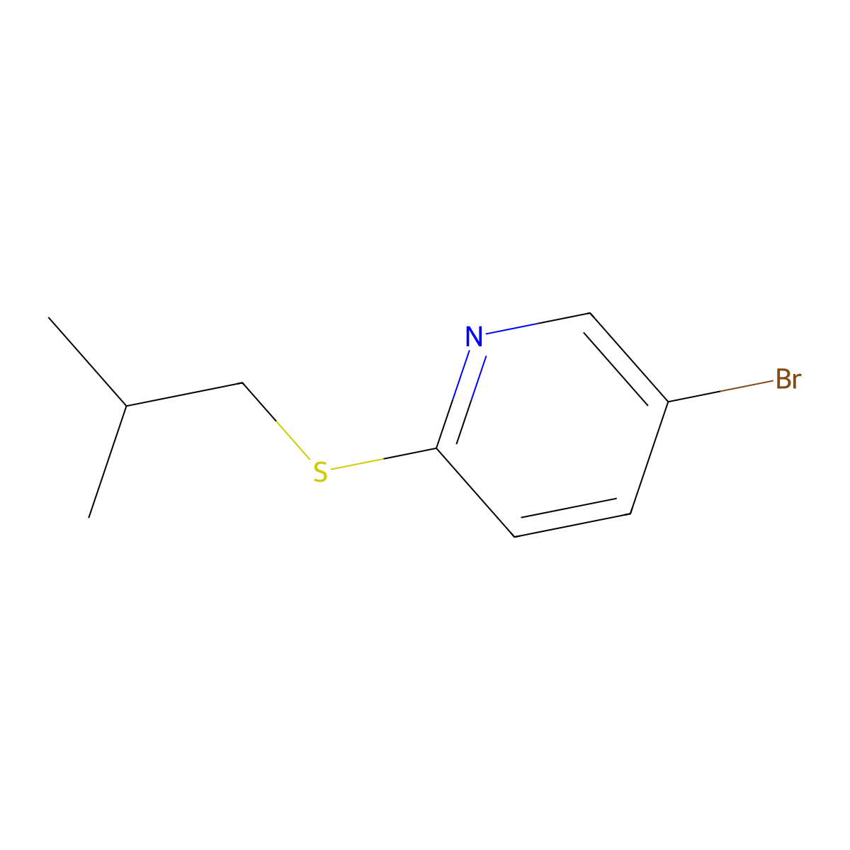 5-Bromo-2-[(2-methylpropyl)sulfanyl]pyridine molecular structure, CAS 1250163-11-1