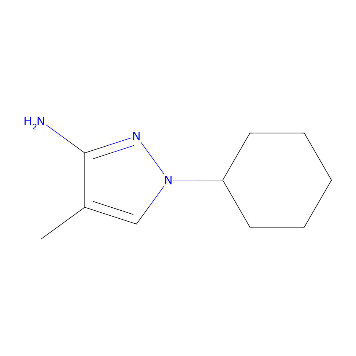 1-cyclohexyl-4-methyl-1H-pyrazol-3-amine molecular structure, CAS 1250163-49-5