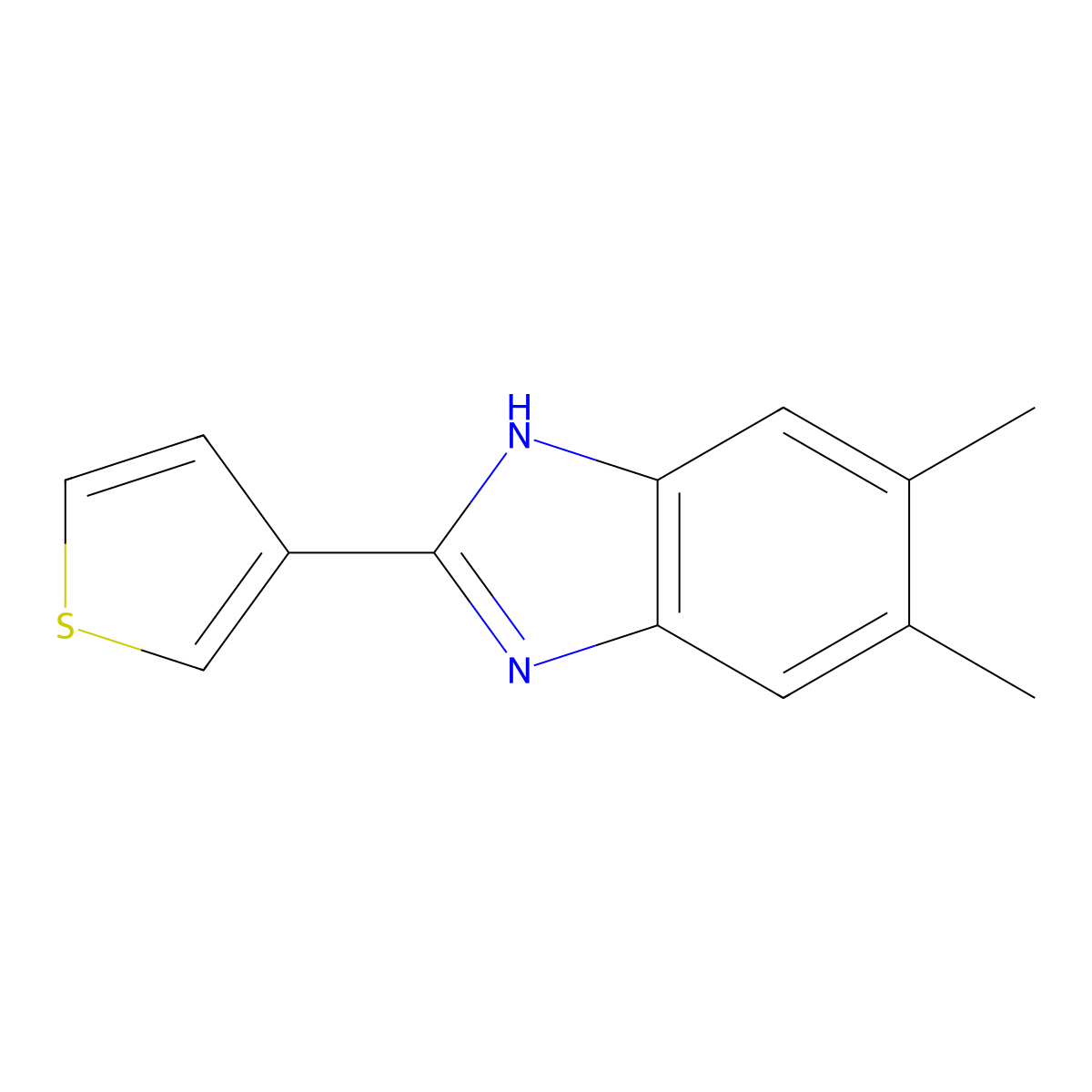 5,6-Dimethyl-2-(thiophen-3-yl)-1H-benzo[d]imidazole molecular structure, CAS 1250163-65-5