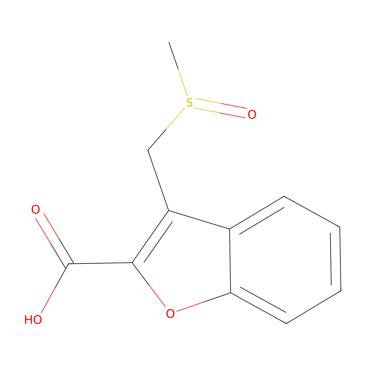 3-(Methanesulfinylmethyl)-1-benzofuran-2-carboxylic acid molecular structure, CAS 1250163-72-4
