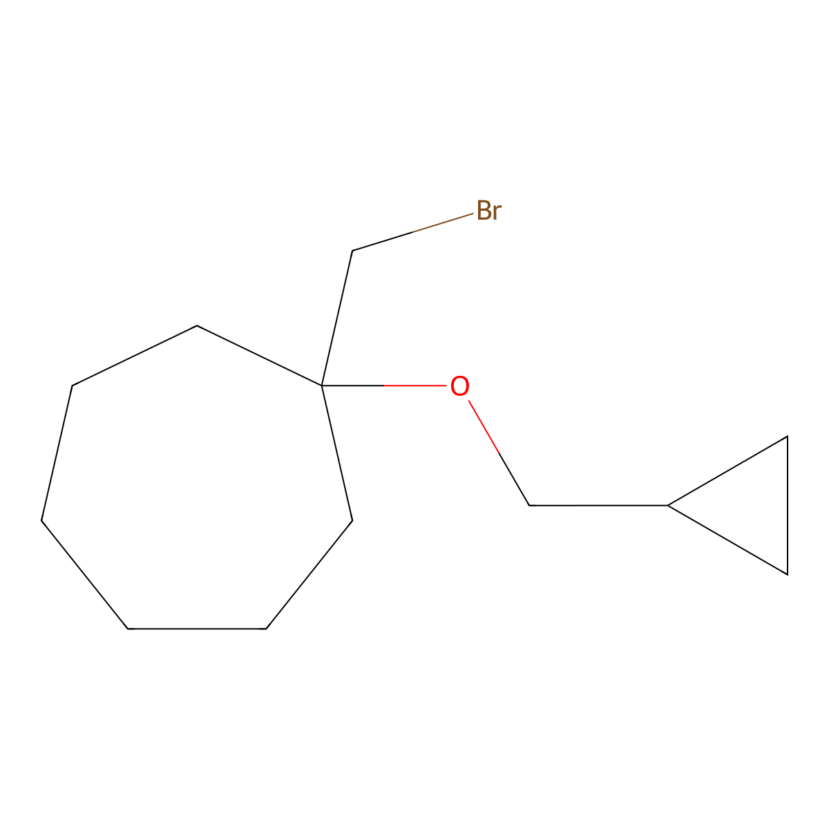 1-(Bromomethyl)-1-(cyclopropylmethoxy)cycloheptane molecular structure, CAS 1250165-37-7
