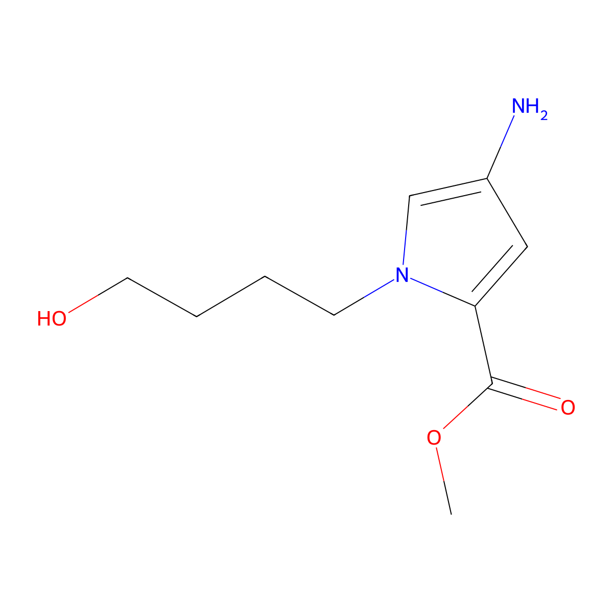 Methyl 4-amino-1-(4-hydroxybutyl)-1h-pyrrole-2-carboxylate molecular structure, CAS 1250166-05-2