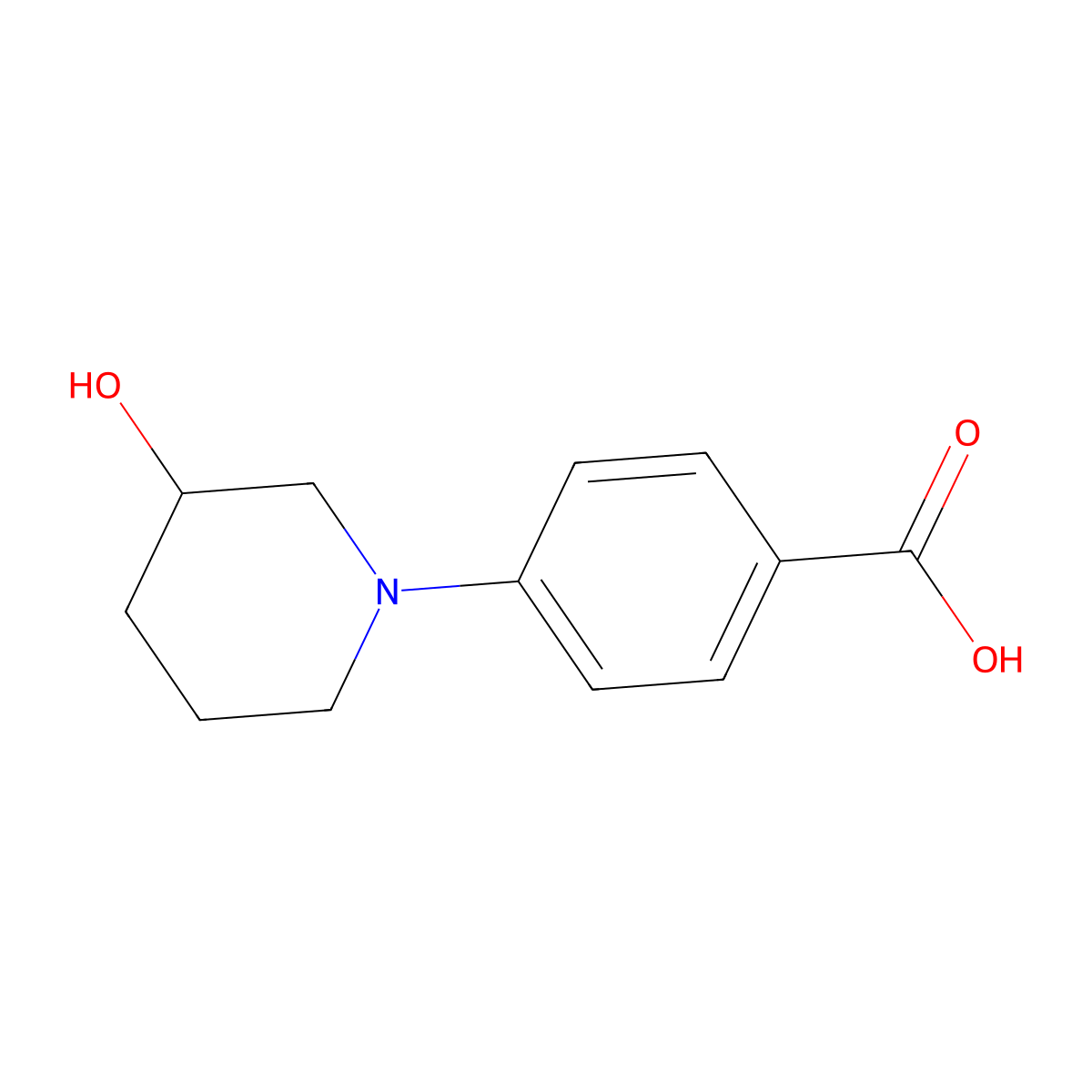 4-(3-Hydroxypiperidin-1-yl)benzoic acid molecular structure, CAS 1250166-16-5