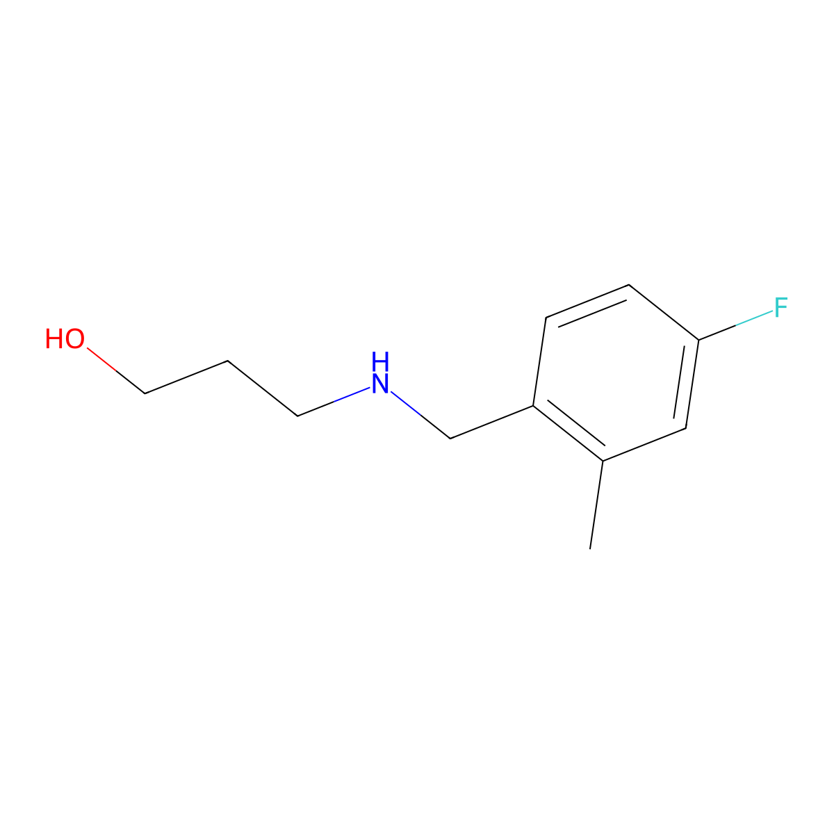 3-{[(4-Fluoro-2-methylphenyl)methyl]amino}propan-1-ol molecular structure, CAS 1250166-74-5