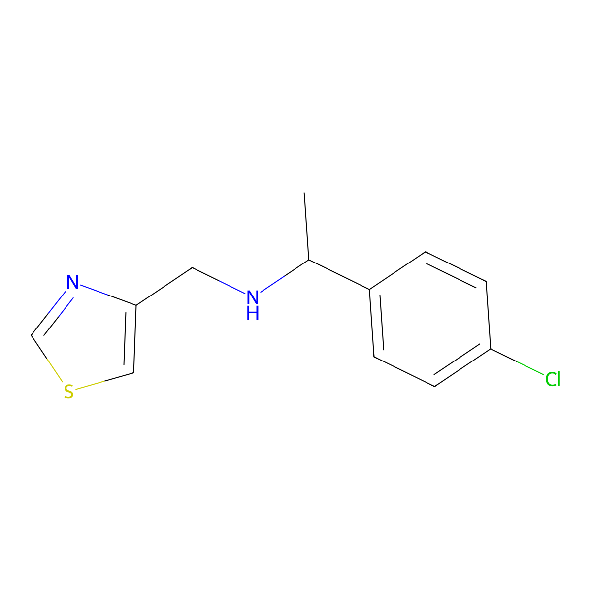 4-Thiazolemethanamine, N-[1-(4-chlorophenyl)ethyl]- molecular structure, CAS 1250166-86-9