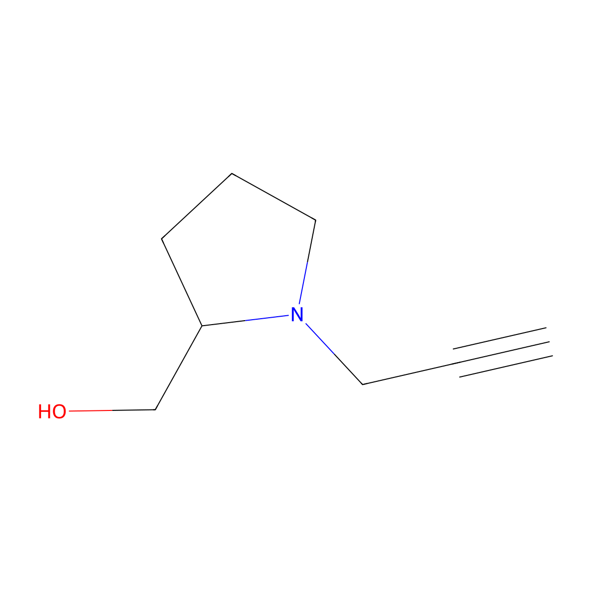 [1-(Prop-2-yn-1-yl)pyrrolidin-2-yl]methanol molecular structure, CAS 1250167-12-4