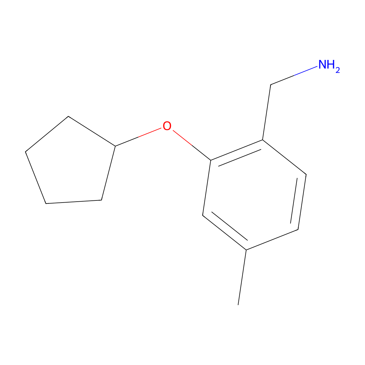 [2-(Cyclopentyloxy)-4-methylphenyl]methanamine molecular structure, CAS 1250167-62-4