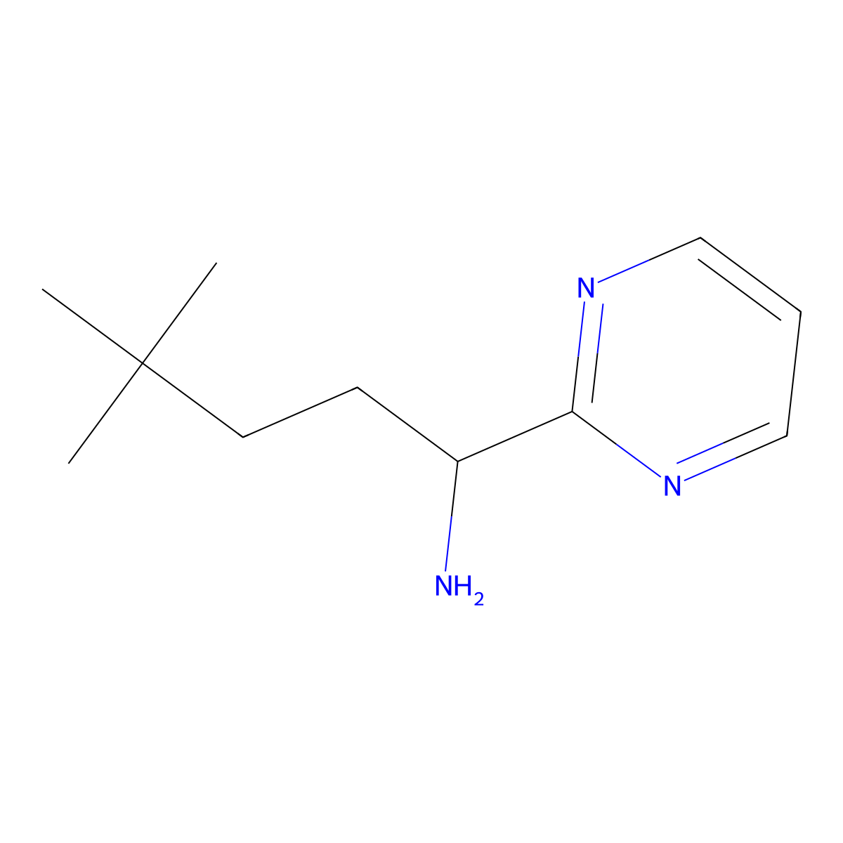 4,4-Dimethyl-1-(pyrimidin-2-yl)pentan-1-amine molecular structure, CAS 1250170-30-9
