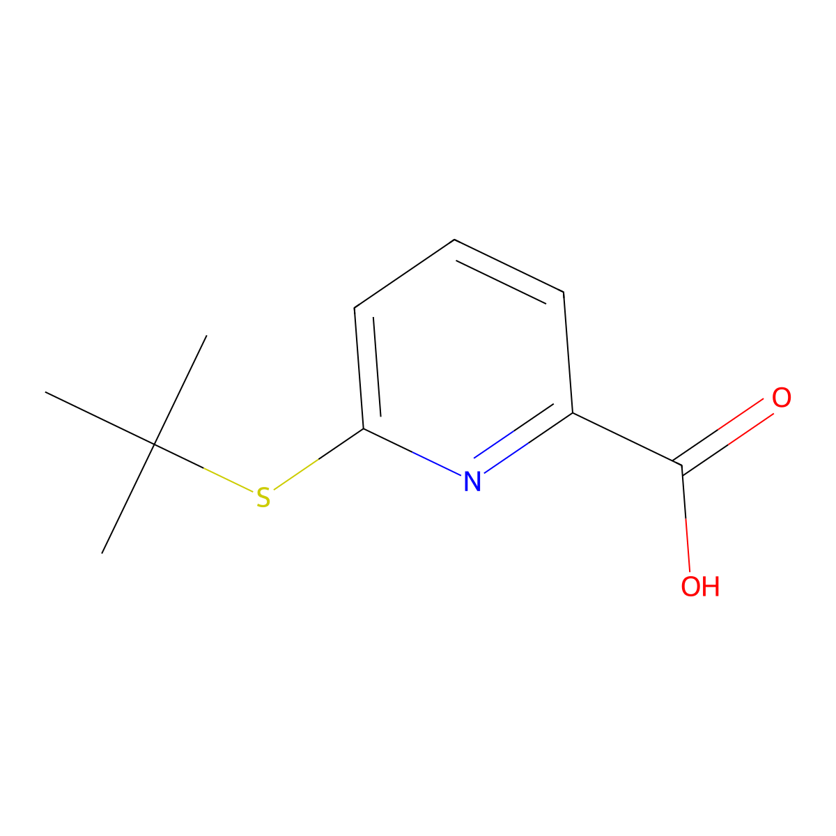 6-(Tert-butylsulfanyl)pyridine-2-carboxylic acid molecular structure, CAS 1250172-06-5