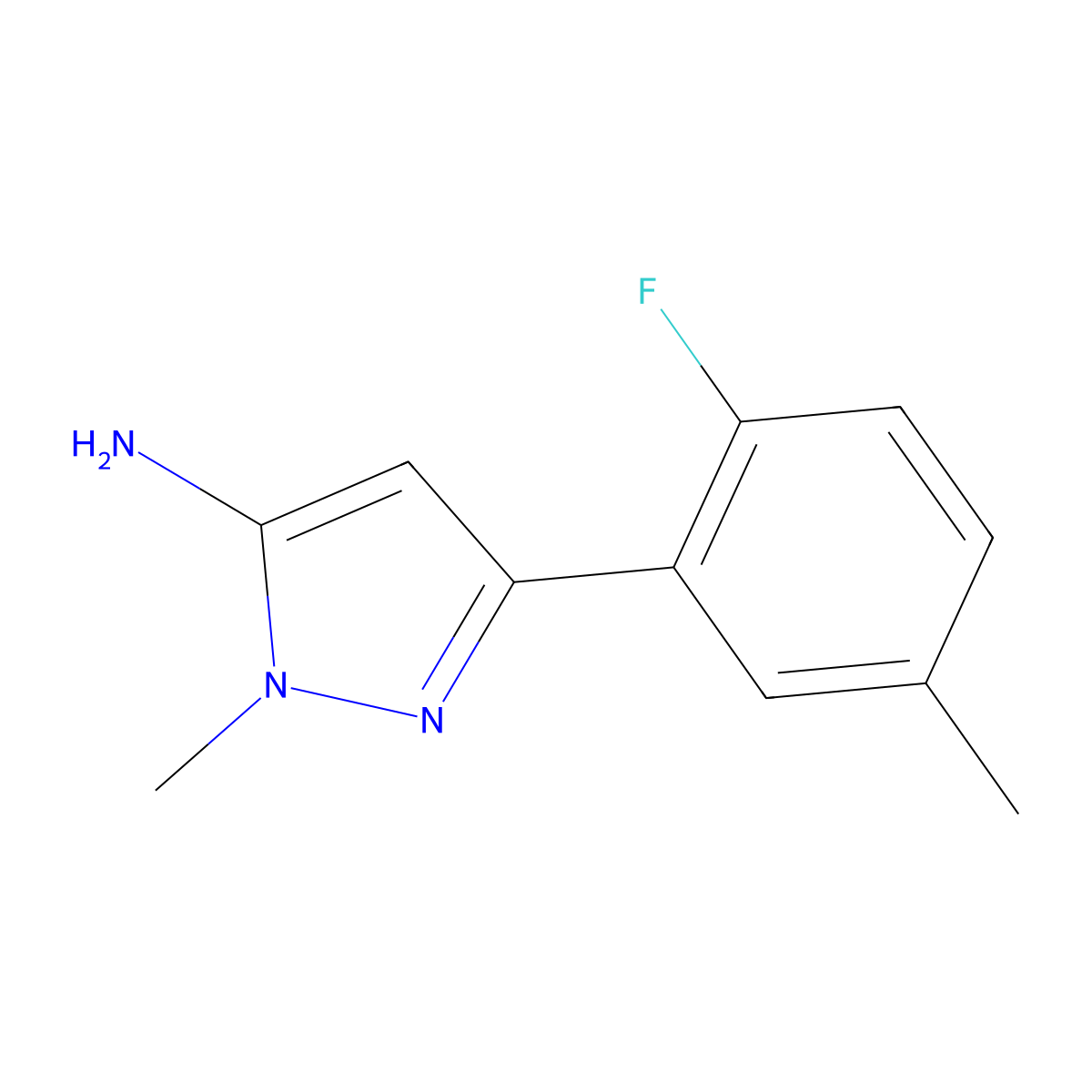 3-(2-fluoro-5-methylphenyl)-1-methyl-1H-pyrazol-5-amine molecular structure, CAS 1250173-39-7